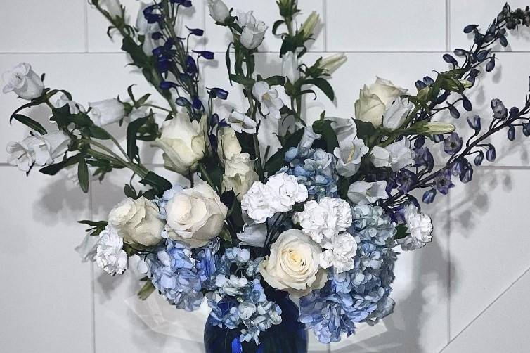 Blue floral arrangement