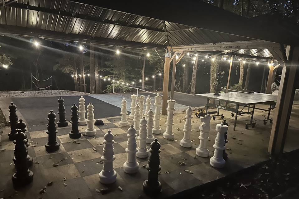 Pickleball, chess, at night