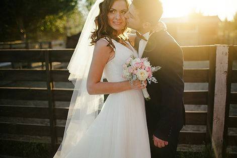 A happy couple at sunset