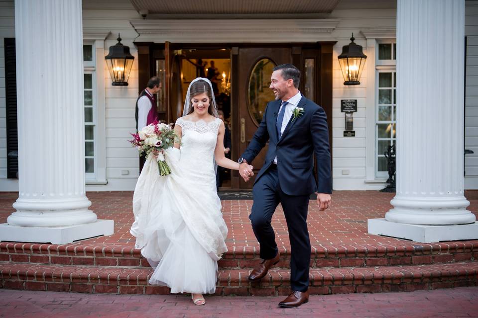 Newlyweds at main entrance