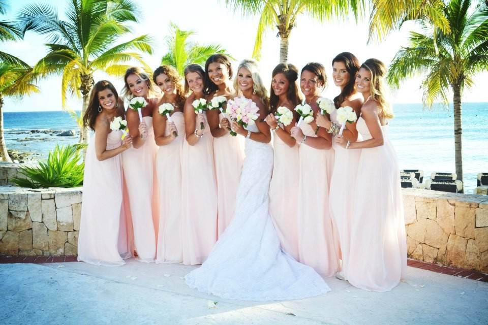 Bride and her bridesmaids