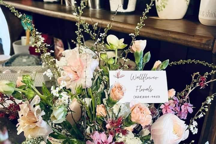 Pink and white arrangement