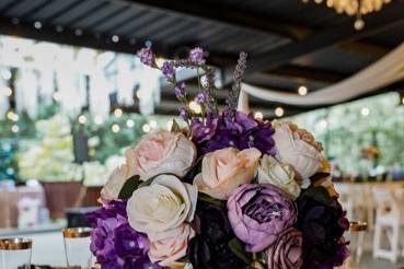 Purple & pink low centerpiece