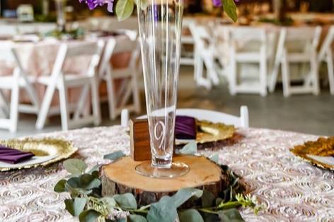 Purple and pink centerpieces