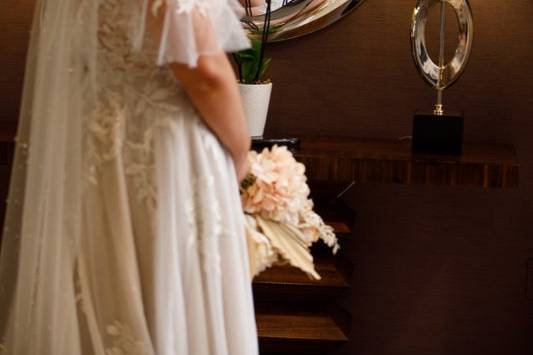 Bride Looking in Mirror
