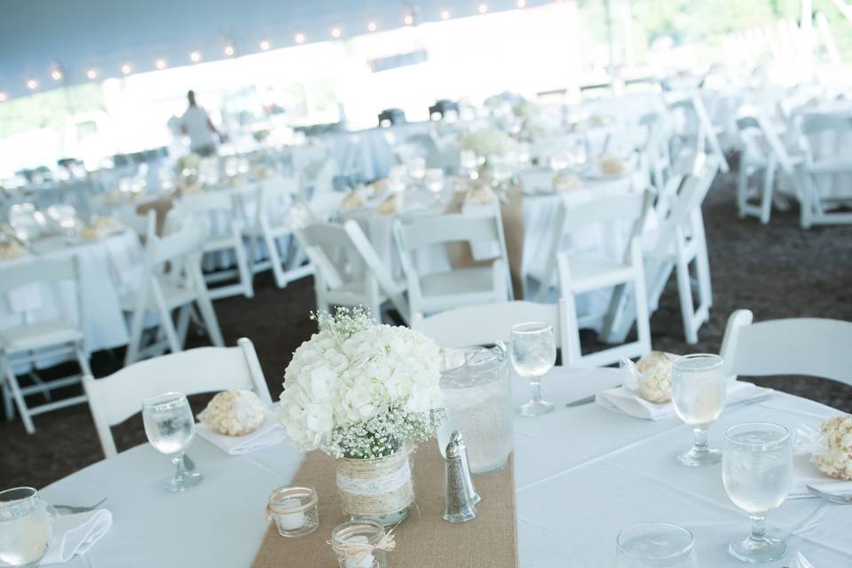 White linen table setting