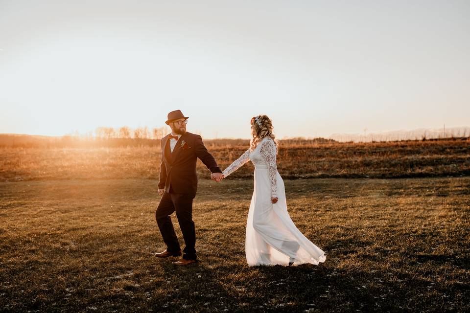 Walking in field