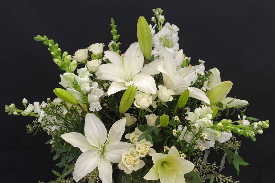 All white wildflower bouquet