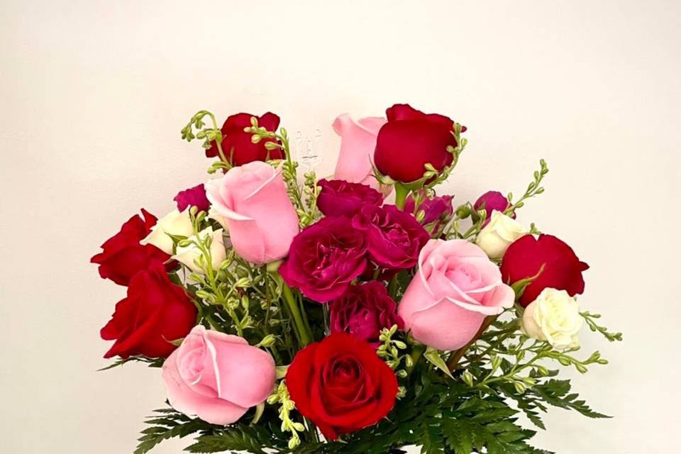 Pink and red roses