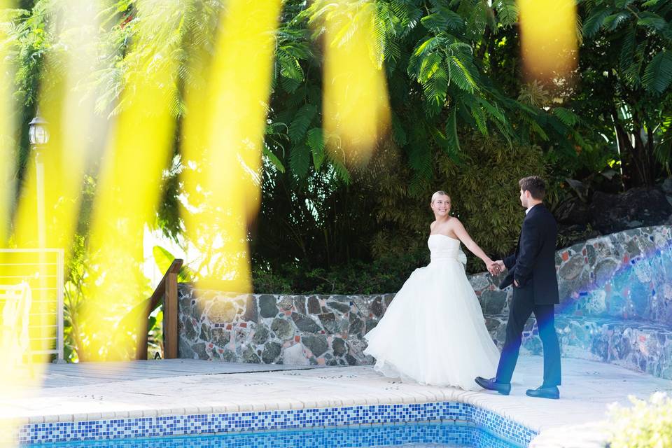 Bride and  Groom Pool Side