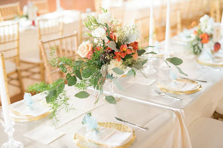 Table setup with centerpiece