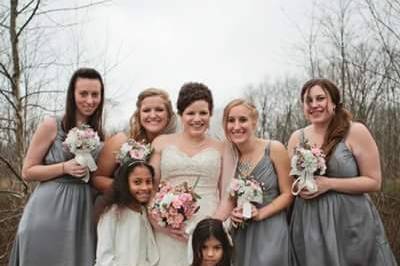 The bride with her bridesmaids