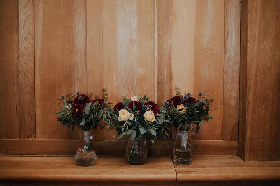 Bouquets on Living Room Bench