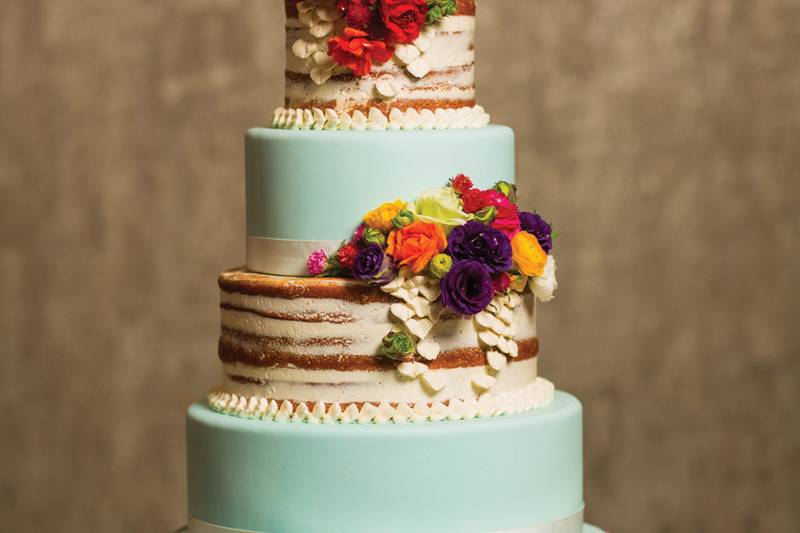 Teal wedding cake