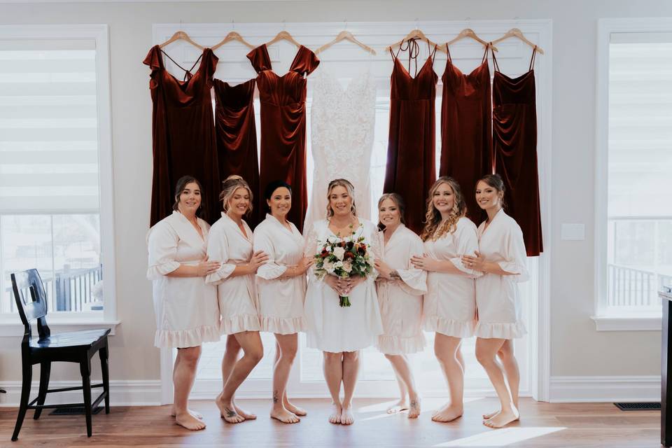 Bridesmaids getting ready