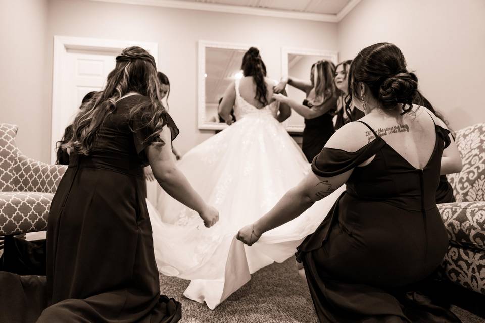 Bride getting ready