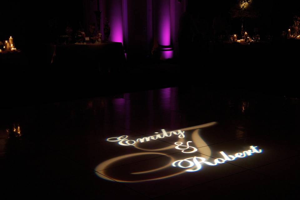 Wedding monogram uplighting