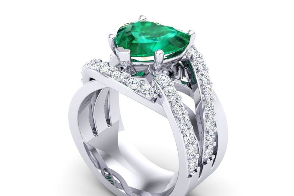 Custom emerald engagement ring