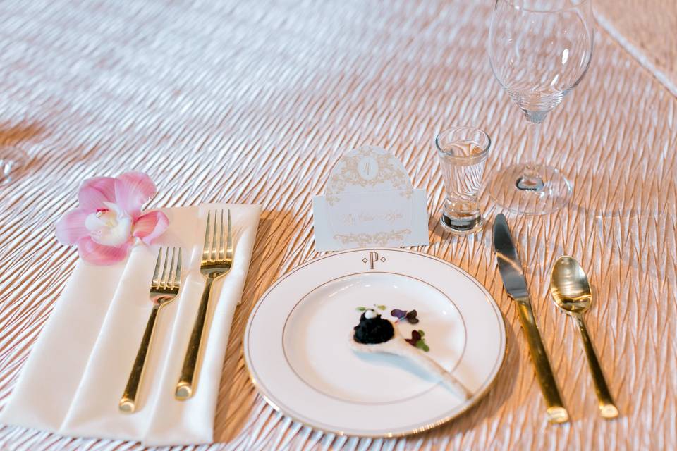 Pink and Gold Place Setting