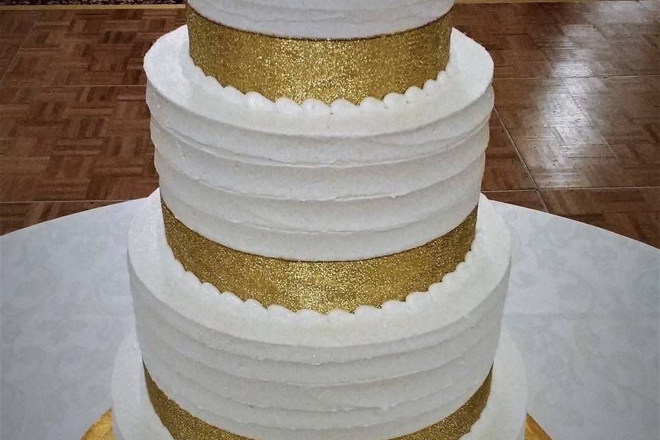 Two Tier Cake 47 - Metallic Gold Airbrush - Aggie's Bakery & Cake Shop