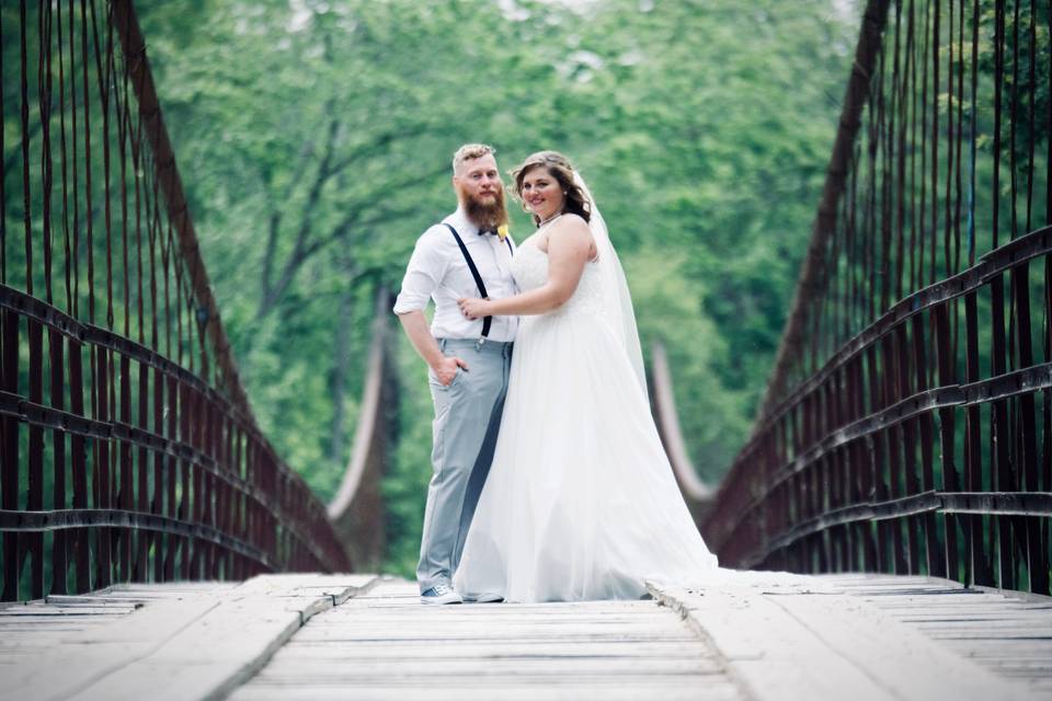 Couple on Swinging bridge