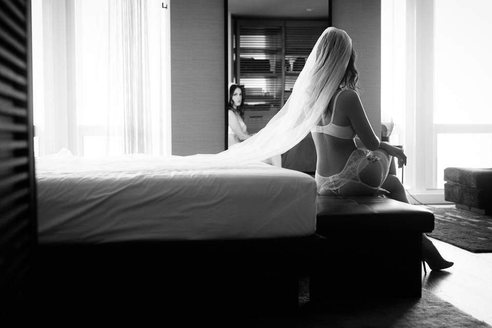 Bride with long veil