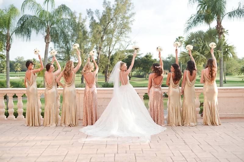 Bride and her bridesmaids