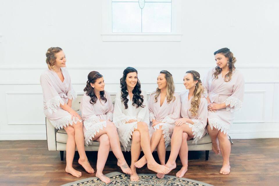 The bride with her bridesmaids