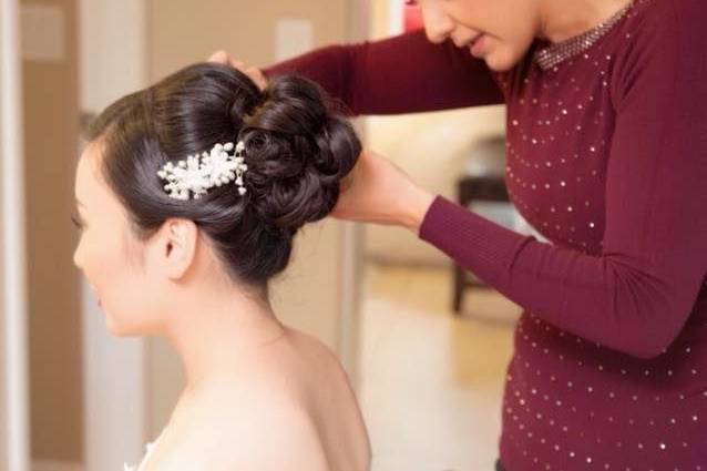 Bride getting ready