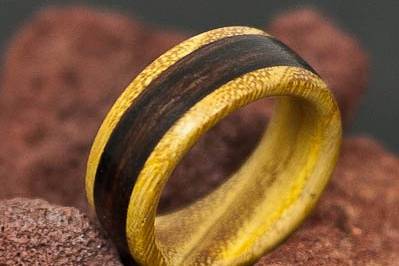 Teak Wood Ring with Turquoise Inlay