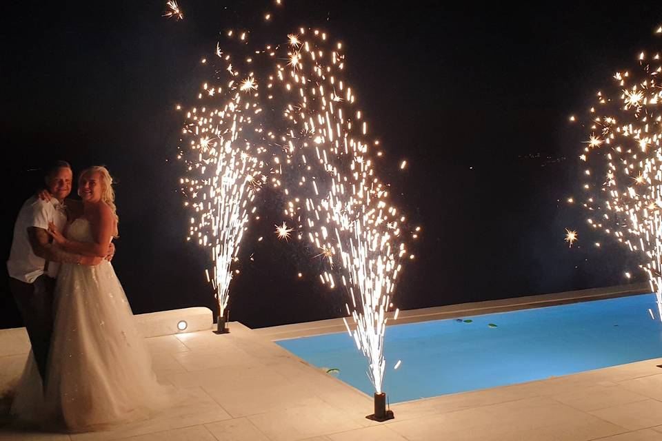 Santorini ground fireworks