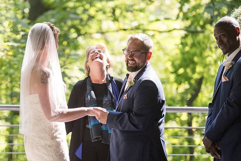 Sharing laughter in a ceremony