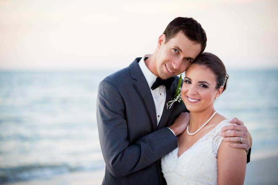 Newlyweds by the beach