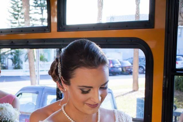 Bridal dress and bouquet