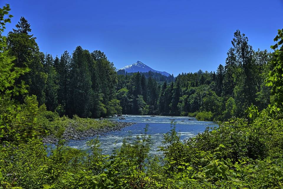 View of Mount Pilchuck and river