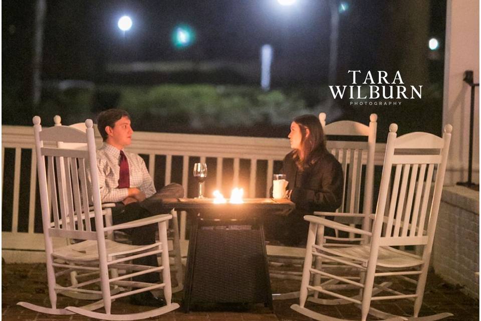 Newlyweds on the porch