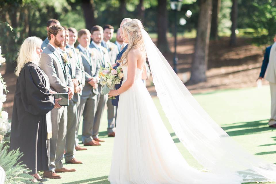 Newlyweds on the porch