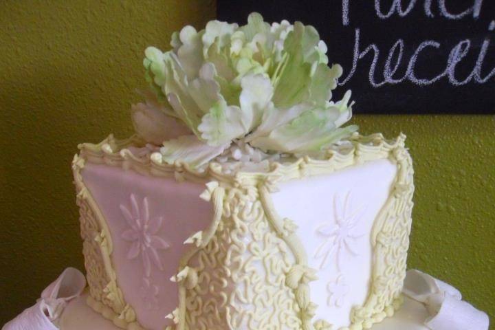 Two tier pink cake