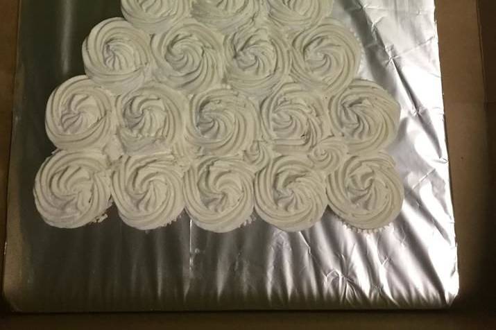 Cupcakes forming a wedding dress