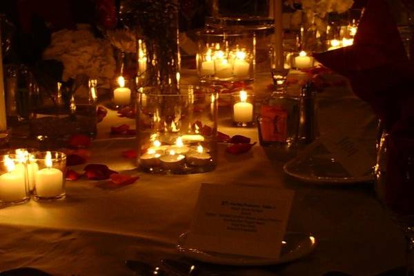 Table centerpiece with candles