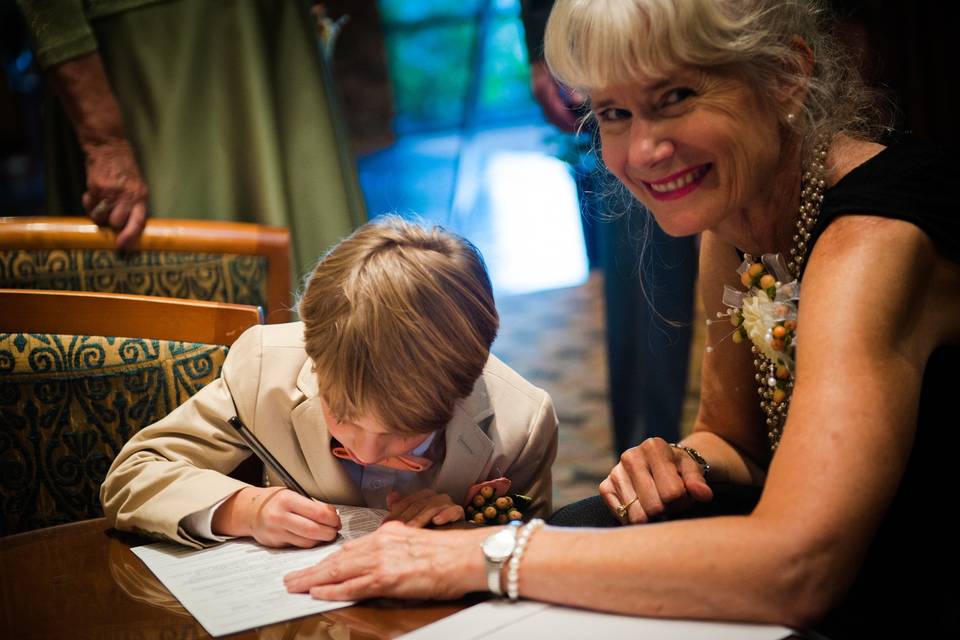 Officiant with the little boy