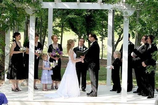 Under the wedding arch