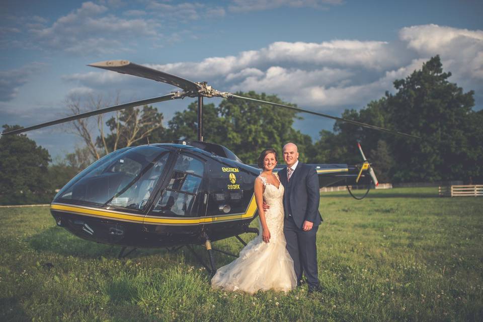 Newlyweds Getaway Helicopter