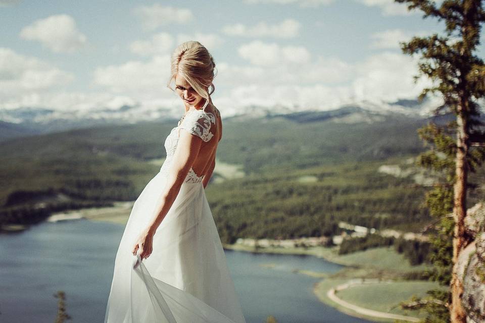 Beautiful bride at the top