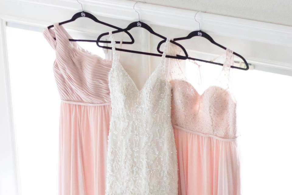 Wedding and bridesmaids gowns