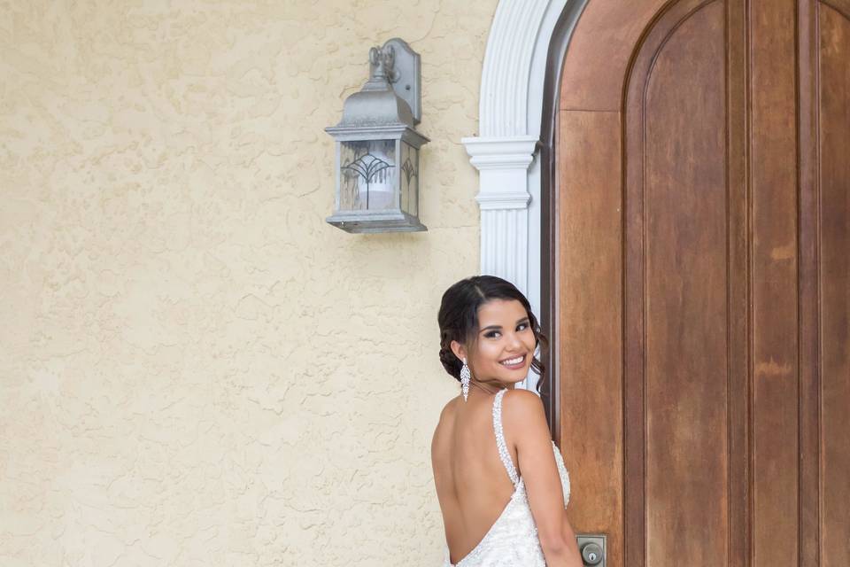 Full display of the wedding dress