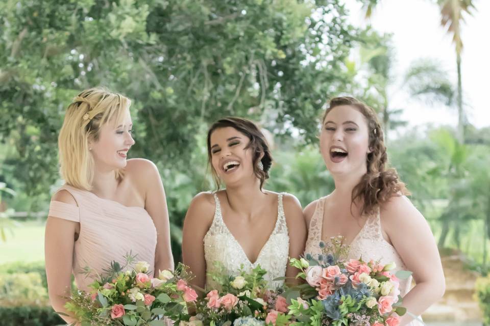 Bride and bridesmaids