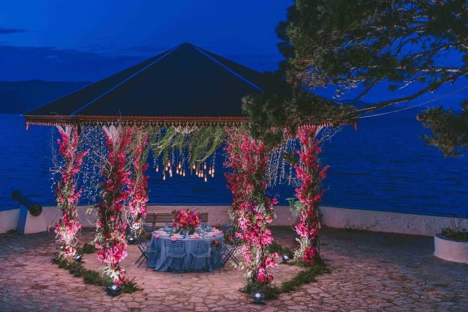 Lighting in bridal gazebo