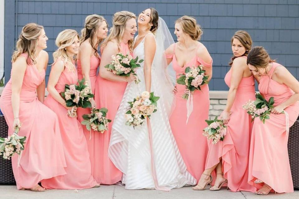 Bride and her bridesmaids