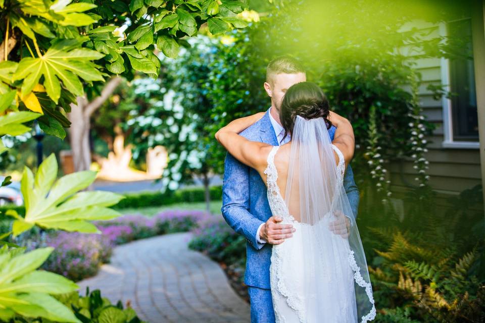 Quiet moment as newlyweds